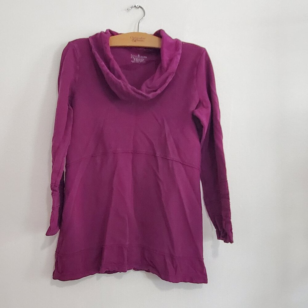 Waffle Knit Tunic Casual Loungewear Purple Top Women Size M